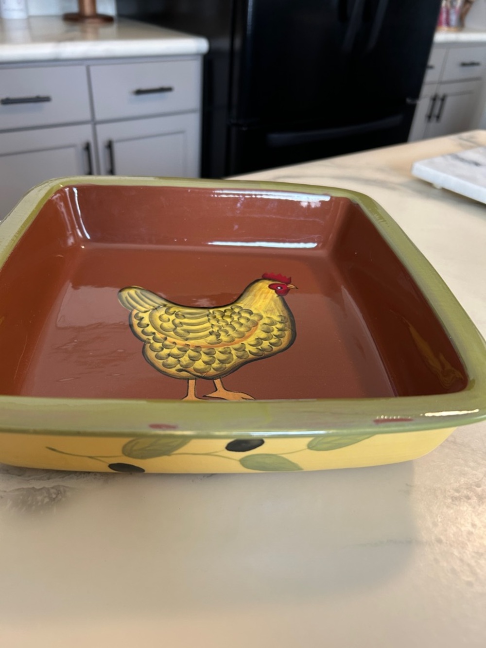 Home Essentials & Beyond Tuscan Hand Painted Rooster Ceramic Baking Dish